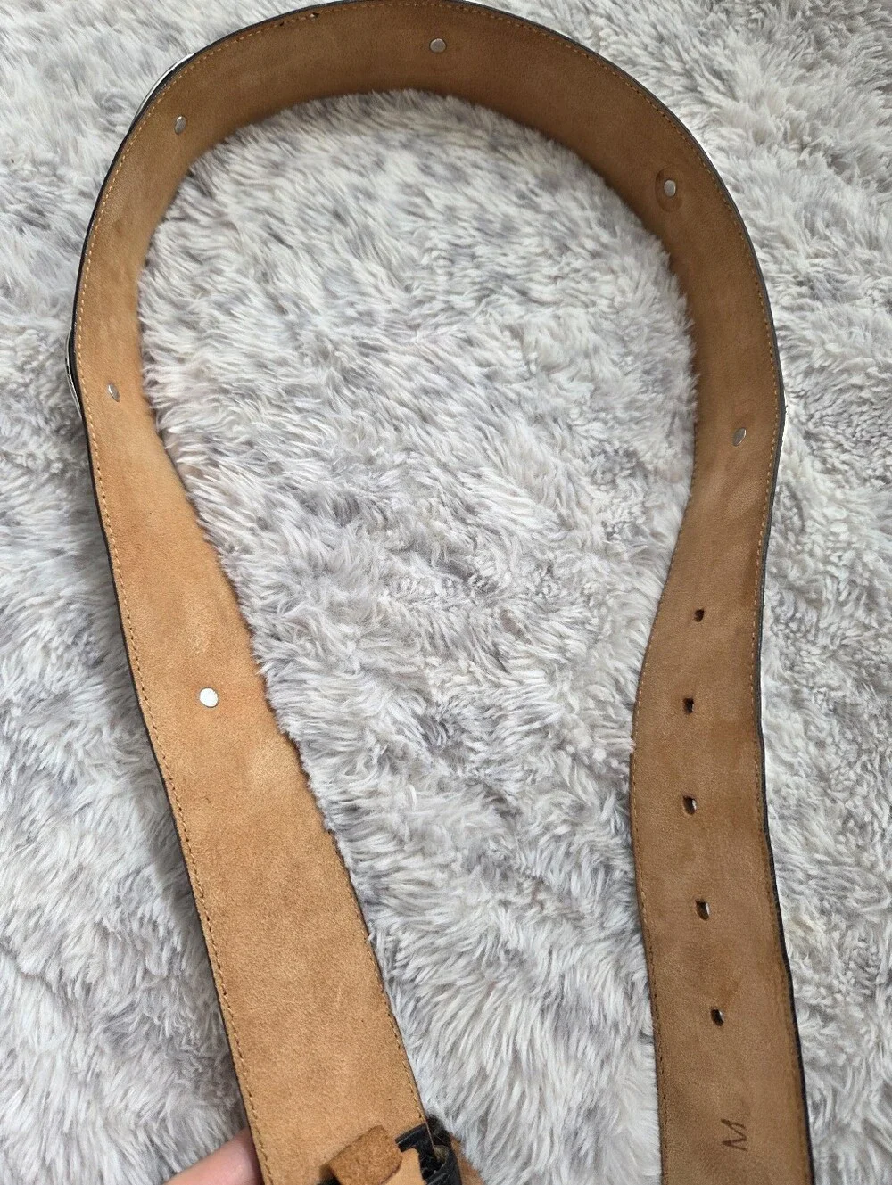 Vintage Harold's Black Croc Embossed Leather Western Concho Belt, Made in Italy